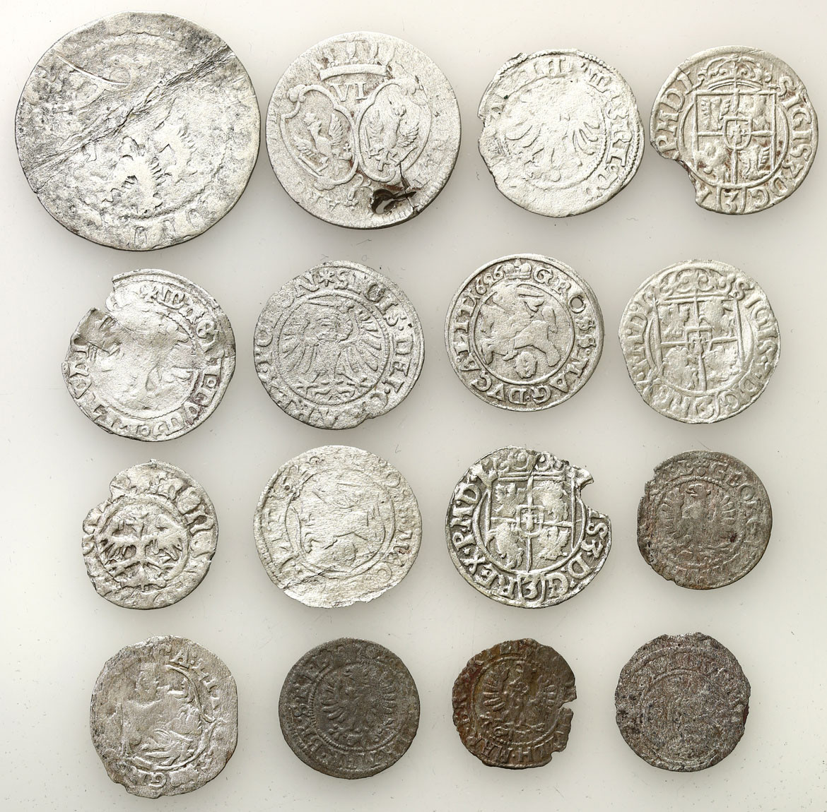 Polska, Czechy, Prusy. Szeląg, grosz półgrosz, półtorak, zestaw 16 monet